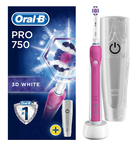 Oral-B Toothbrush with Travel case PRO 750  For adults, Rechargeable, Operating time 1 charge/1 week of regular cleaning (2 time