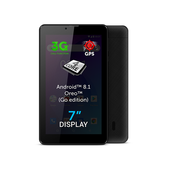 Allview AX503 7  , Black, LCD, 1024 × 600 pixels, Cortex-A7 Quad-Core, 1.3 GB, 8 GB, 3G, Wi-Fi, Front camera, 2 MP, Bluetooth, 4