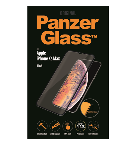 PanzerGlass 2644 Screen protector, Apple, iPhone Xs Max, Tempered glass, Transparent/Black
