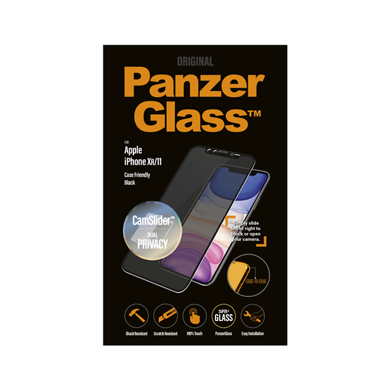 PanzerGlass P2668 Apple, iPhone XR/11, Tempered glass, Black, Case Friendly, CamSlider and Dual Privacy