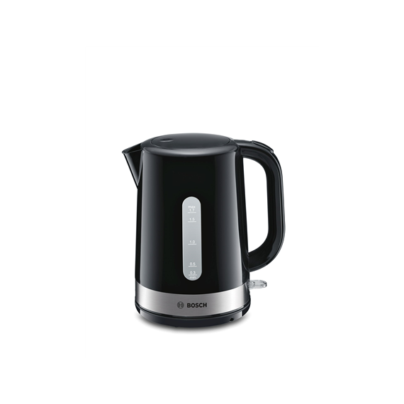 Bosch Kettle TWK7403 Electric, 2200 W, 1.7 L, Plastic with stainless steel finishing, Black, 360° rotational base