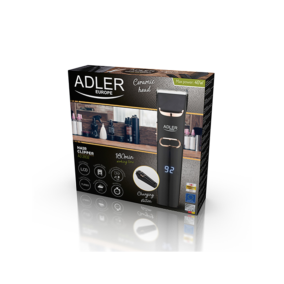 Adler Hair Clipper AD 2832 Cordless or corded, Number of length steps 4, Black